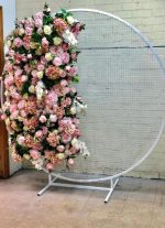 White Round Metal Mesh Wedding Arch Frame Moongate -200cm - Image 2