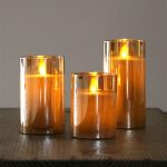 Gold 3D Pillar Flameless LED Glass Candle-3pcs