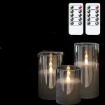 Smoked Grey 3D Pillar Flameless LED Glass Candle-3pcs - Image 2