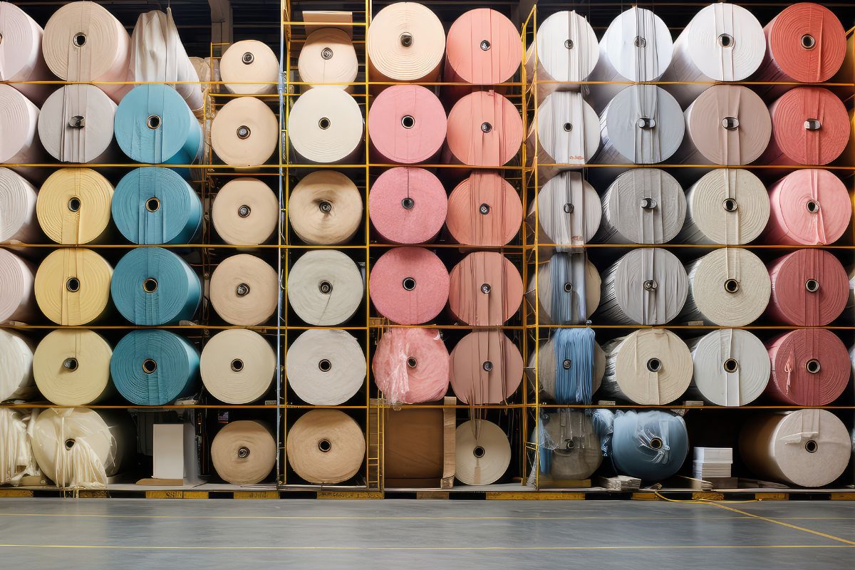 Chiffon Fabric Roll in Warehouse