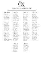 A Custom Printed Wedding Welcome Sign Banner reading "Where You’re Meant to Be" features a black-and-white design, 13 guest tables labelled Top Table/Table 1–13, and displays your chosen date at the top for a personalised touch.