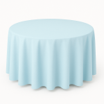 70'' Round Sky Blue Polyester Tablecloth