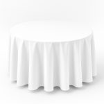 48" Round White Polyester Tablecloth